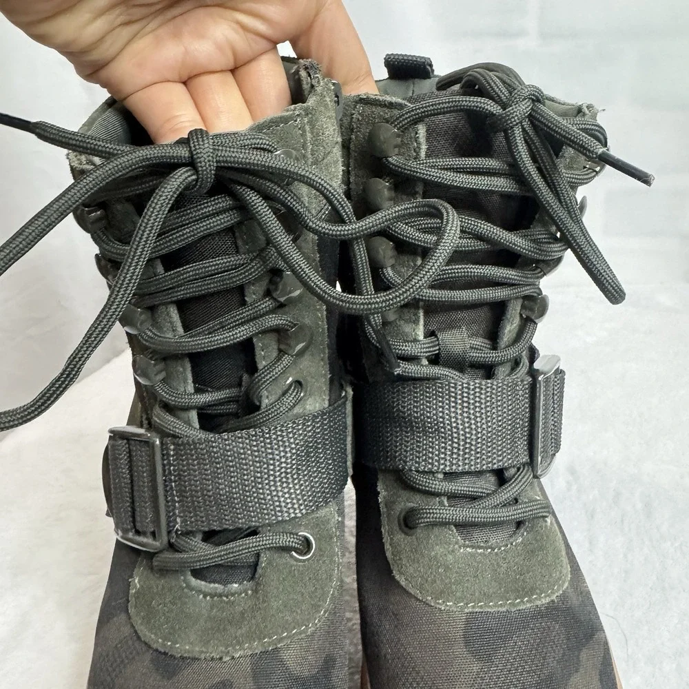Steve Madden Nayra Women Ankle Boots Camo Green Lace Up NARY01S1 Size 8M - Picture 6 of 14